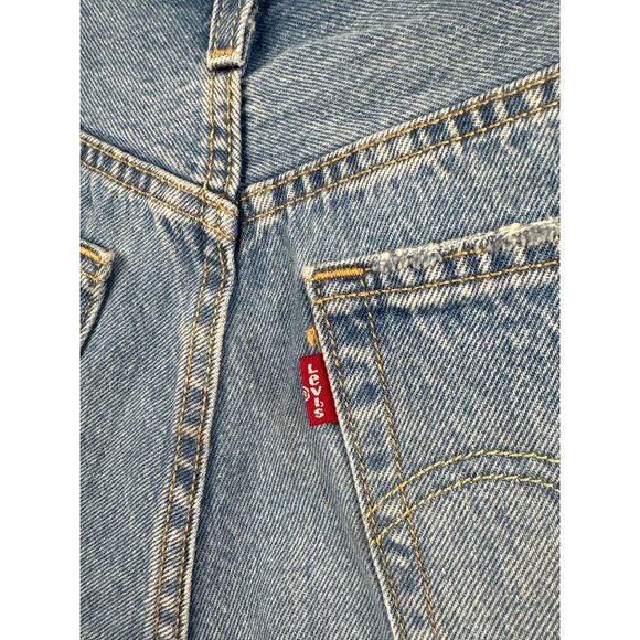 Women’s Levi’s Size 2 Blue Distressed Jean Mini Shorts - Picture 4 of 5